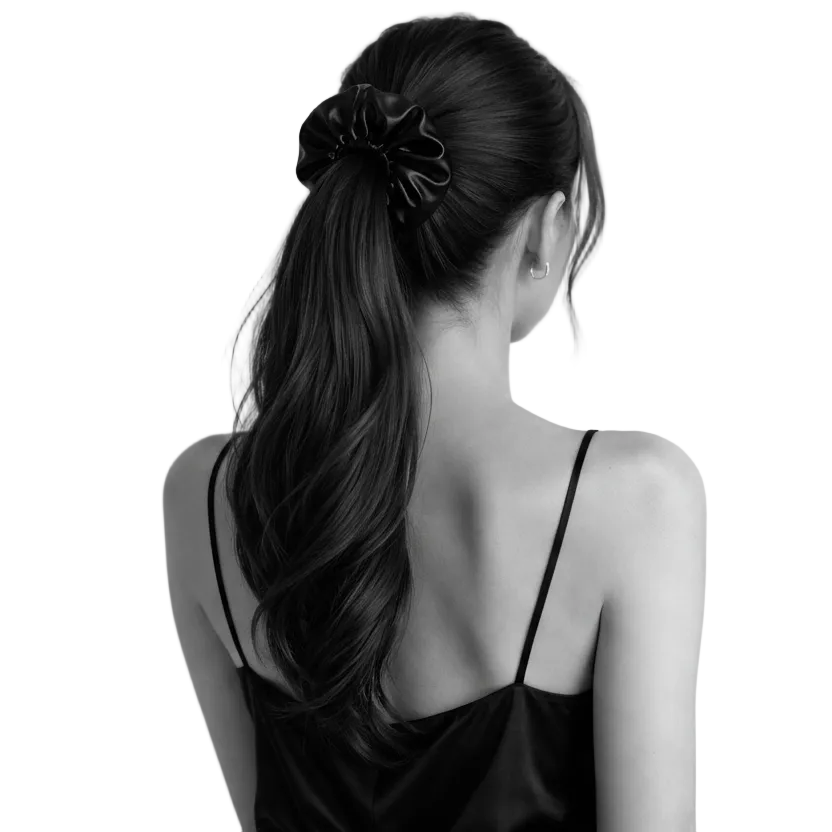 22 Momme Mulberry Silk Scrunchie - Signature Black